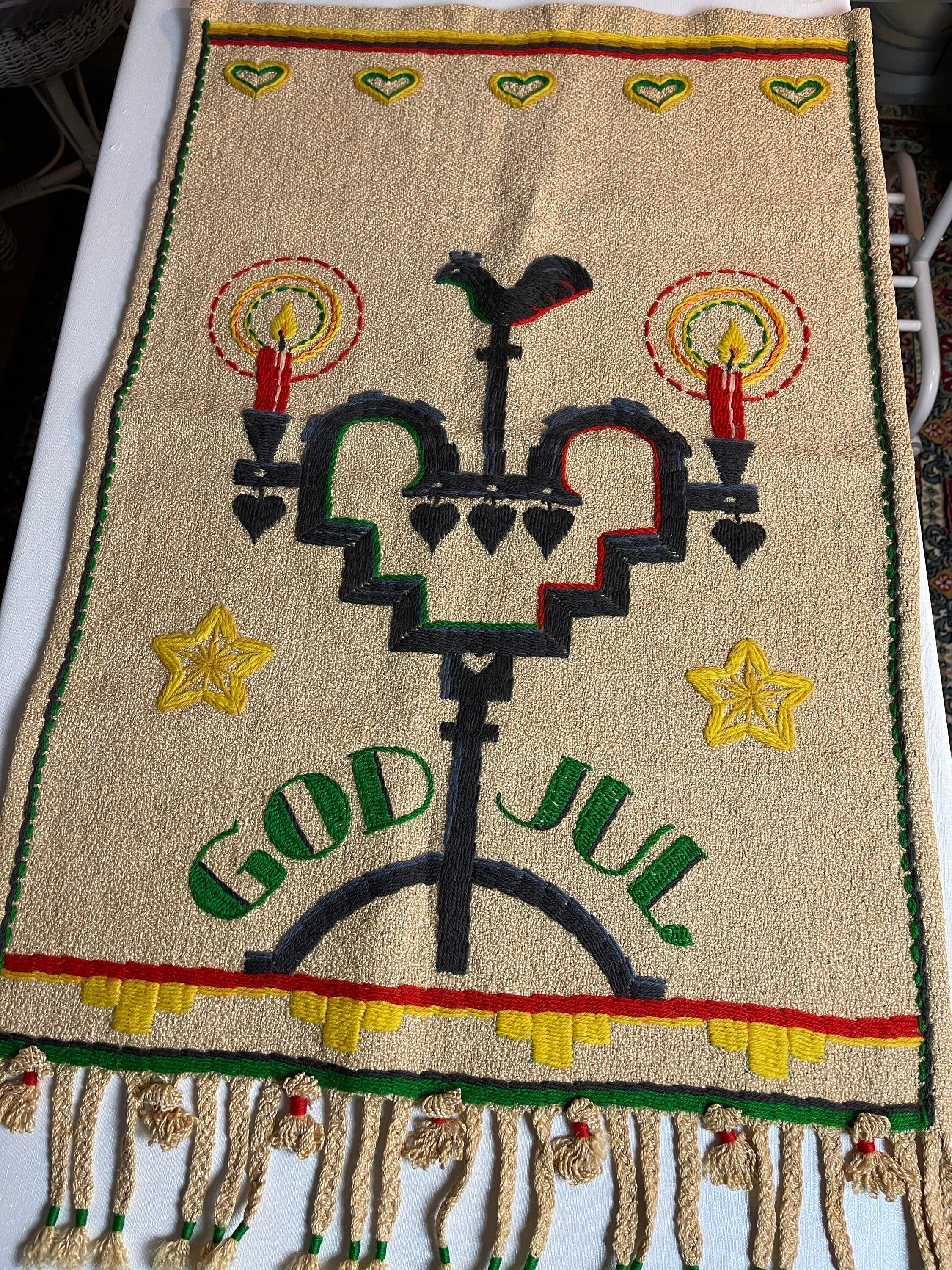 Sweden＊GOD JUL＊Christmas tapestry・* Hand Embroidered Christmas Tapestry Hand-embroidered With