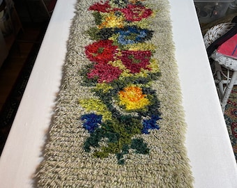 Vintage Retro Swedish Wool Rya Rug wallhanging Scandinavian Textile Home Decor 1960s.