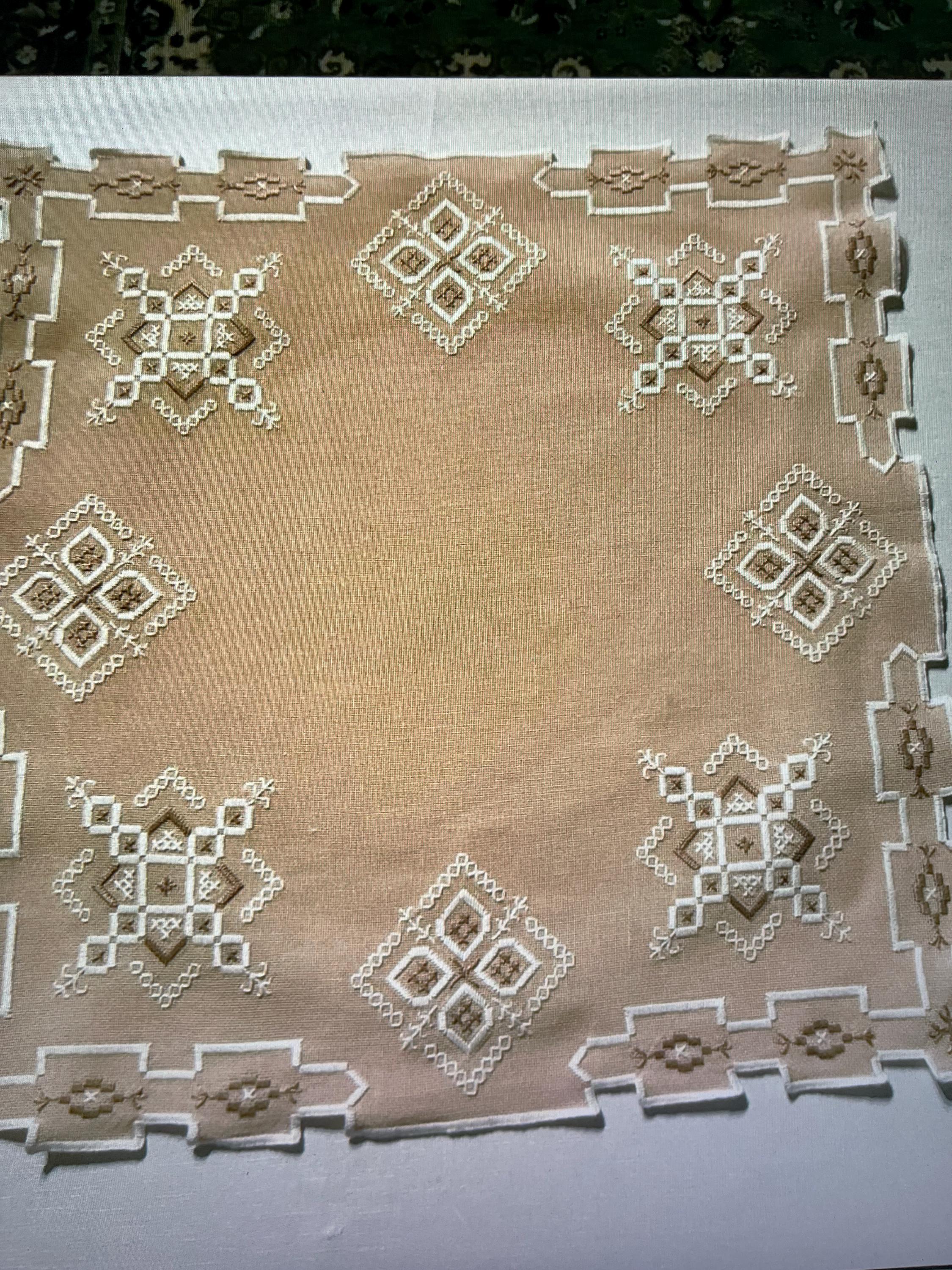 ヴィンテージ 手刺繍 ハーダンガー刺繍 テーブルクロス
