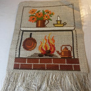Fine hand-embroidered Swedish tapestry Embroidered in cross stitch