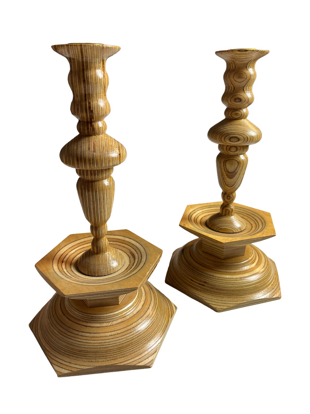 Hand Carved Wooden Candlesticks. Made by Kalle in Sweden