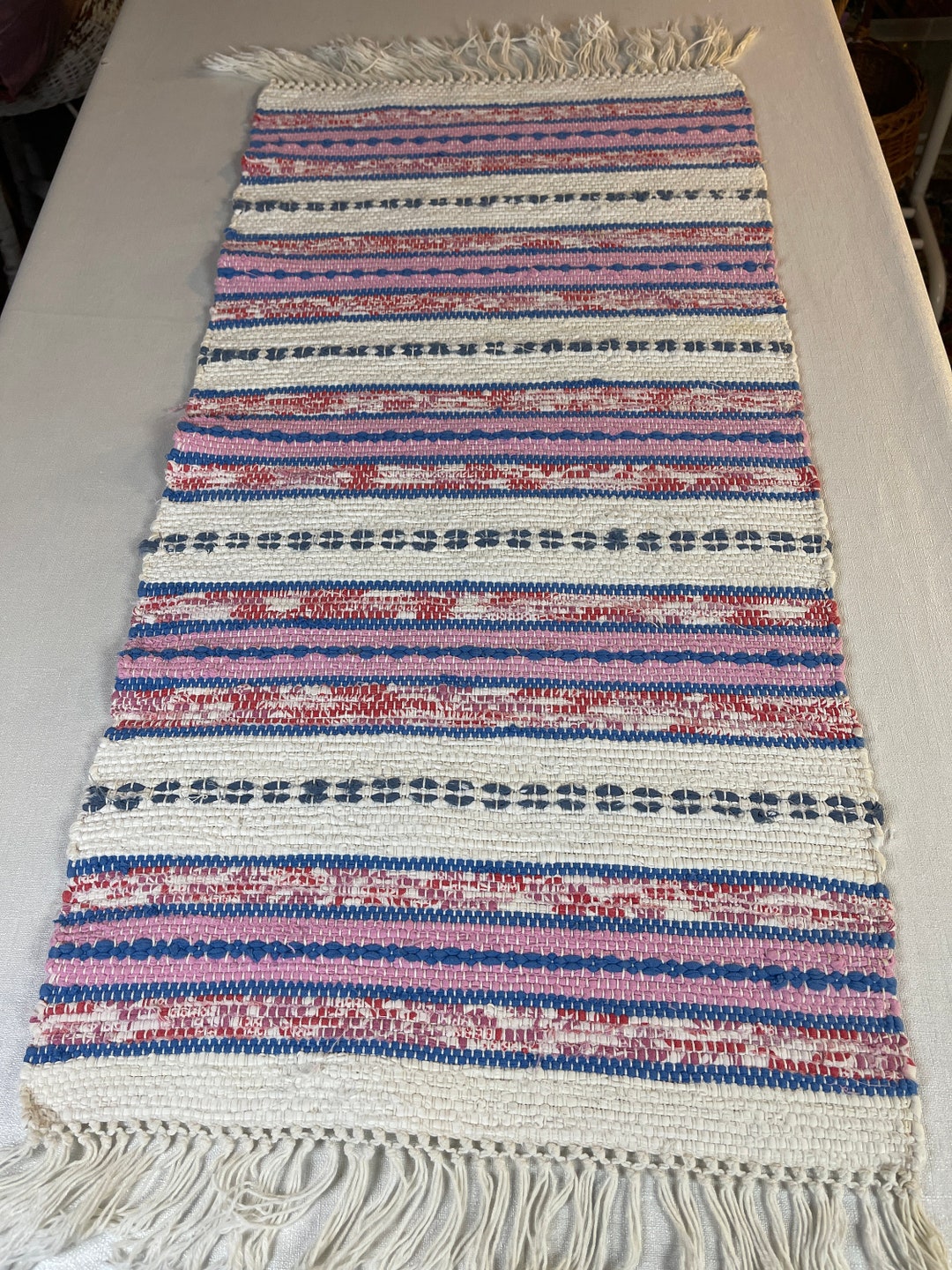 Handwoven Rag Rug Runner Woven Runner Tablerunner. Ragboard Runner With ...