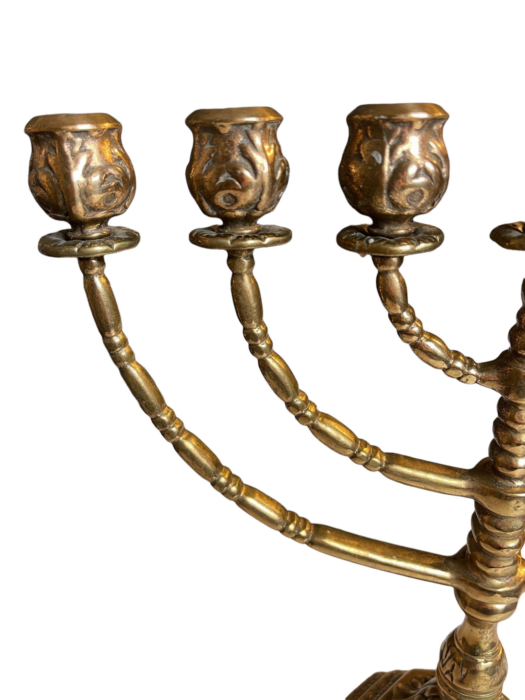 真鍮製の燭台、ユダヤ教の燭台、7 本の燭台、7 本のろうそくを立てる