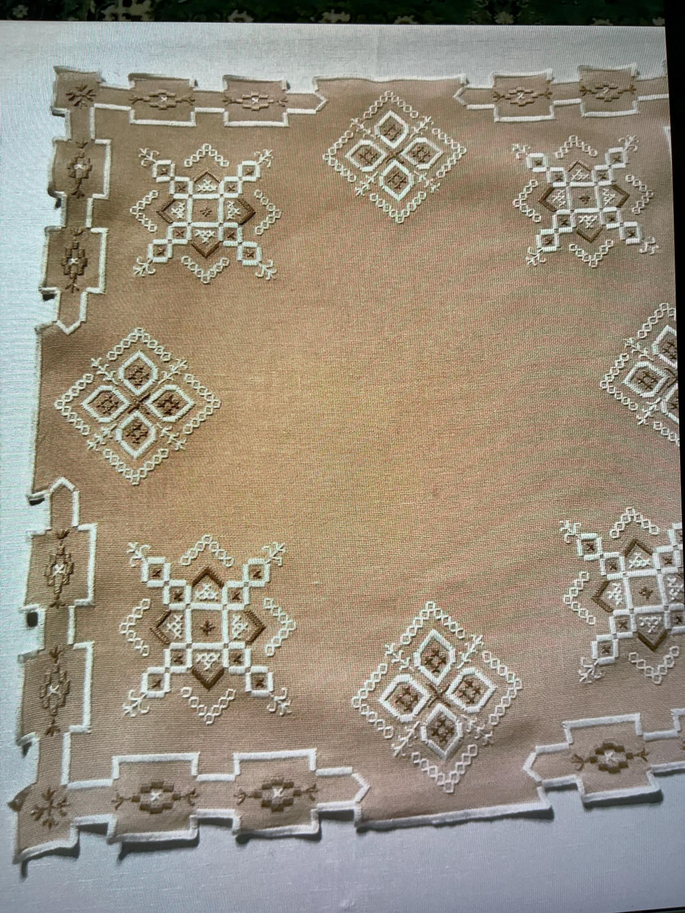 ヴィンテージ 手刺繍 ハーダンガー刺繍 テーブルクロス