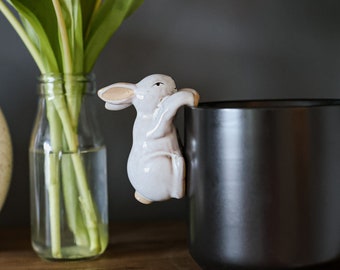 Bunny Rabbit Pot Hugger for Flower Pot • Gardening Gifts • Unique Outdoor Porch Decor • Gift for Wife • Indoor Planter • Hanging Animal