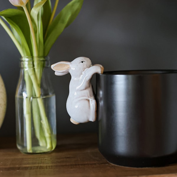 Bunny Rabbit Pot Hugger for Flower Pot • Gardening Gifts • Unique Outdoor Porch Decor • Gift for Wife • Indoor Planter • Hanging Animal