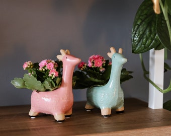 Cute Animal Planters • Giraffe Succulent Planter • Mini Planter for Shelf • Giraffe Gift • Gift for Wife • Gifts for Girls • Baby Shower