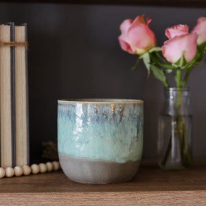 5&quot; Blue Green Ceramic Planter for Indoor Outdoor • Succulent Planter • Cactus Planter • Unique Pots and Planters • Pottery Planter Gift
