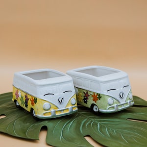 Retro Van VW Planter • Ceramic Succulent Planter • Groovy Hippy Van Planter • Small Planter for Shelf • Unique Gift for Wife • Gifts for Her