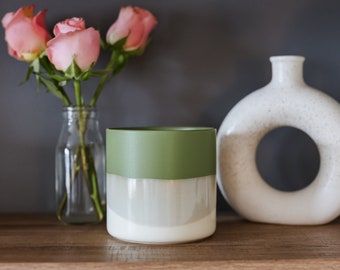 5" Green Ceramic Planter Pot • Olive Modern Plant Pot • Indoor Planter • Houseplant Flower Pot • Succulent Planter Gift for Her • Wife Gift