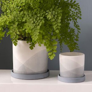 Vaso per piante in ceramica blu polvere (5") • Fioriera moderna per interni con piattino