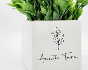 Personalized Aunt Ceramic Planter • Baby Reveal Gift • Birthday Gift for Aunt for Her