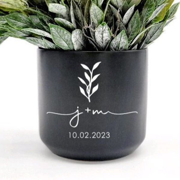 Personalized Wedding Gift • Custom Engagement Gift for Bridal Shower • Gift for Bride • Couples Gift • Personalized Planter Pot • New Home