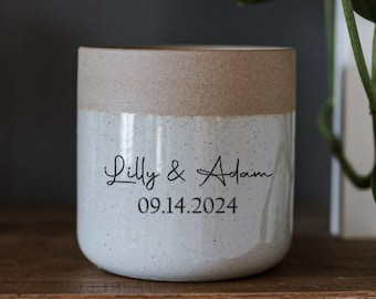 Personalized Ceramic Vase • Custom Wedding Gift for Couple • Housewarming Gift • Personalized Engagement Gift