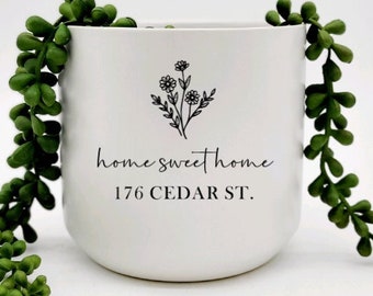 New Home Gift for Best Friend • Custom Housewarming Gift for the Home • Personalized Gifts for Couple • Home Sweet Home Personalized Planter