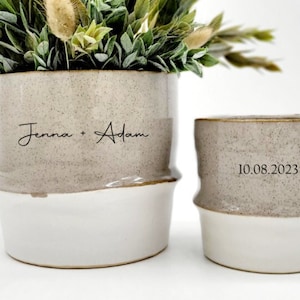 Personalized Planter Wedding Gift for Bridal Shower • Gift for Bride • Unique Couples Gift • New Home Gift • Ceramic Two Toned Planter