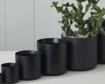 Cache-pot moderne en céramique noire • Jardinière d'intérieur de 4 po.
