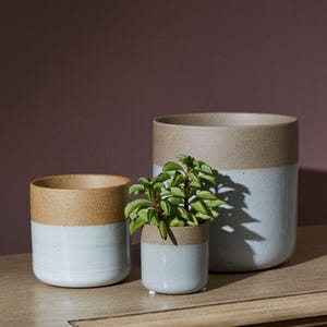 Two-Toned Ceramic Planter • Farmhouse Rustic Decor • Pot for Plants • Utensil Holder • Gift for Mom