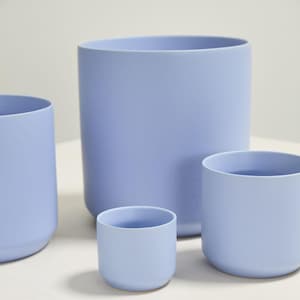 Ceramiczna doniczka w kolorze Dusty Blue • Nowoczesna doniczka do wnętrz o średnicy 4 i 7 cali • Pojemnik na przybory kuchenne • Doniczka