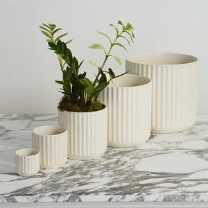 Macetas de cerámica blancas para interiores • Maceta moderna y única para plantas de interior • Maceta grande • Maceta para suculentas • Regalo de jardinería para mamá