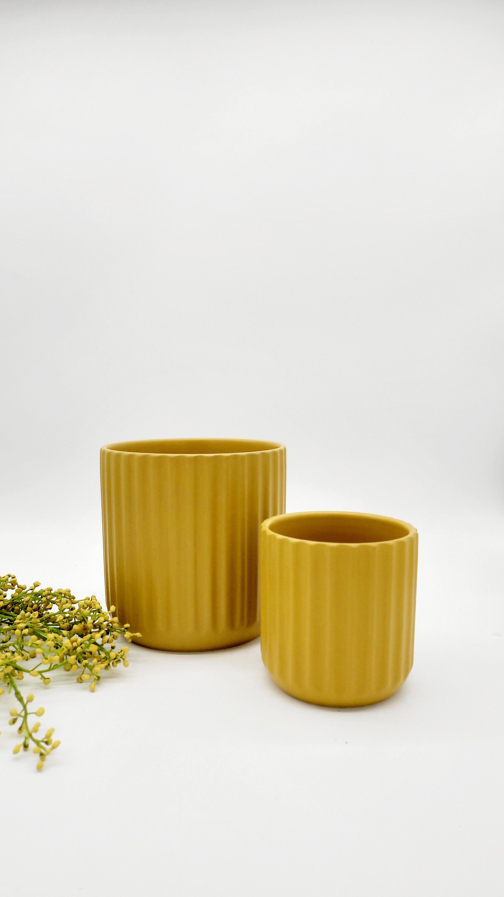 Mustard Yellow Planter Pots Fall Decor Bohemian Modern Plant Etsy
