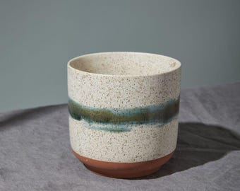 Maceta de cerámica con efecto degradado moteado • Maceta moderna de mediados de siglo de 10 cm