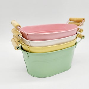 Pastel Planter Pots • Oval Metal Bucket • Succulent Planter • Indoor Planter • Houseplant Flower Pot • Gifts for Girls • Spring Easter Decor