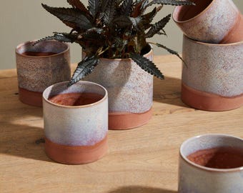 Maceta de cerámica bicolor • Esmalte reactivo Himalaya, 12 cm (4,75")