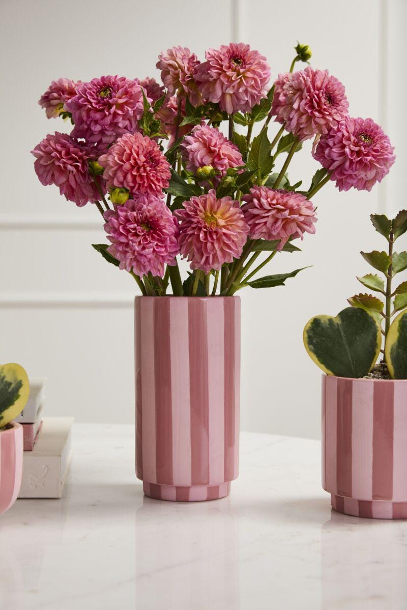 ピンクの陶器の花瓶 - Etsy 日本