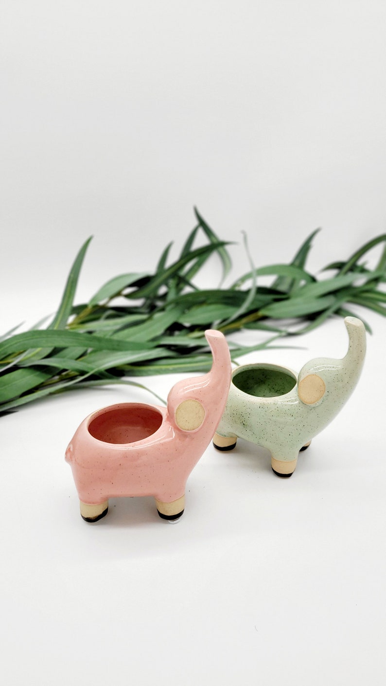 Elephant Succulent Planter Cute Animal Planters Indoor Planter Small Planter Houseplant Pot Gift for Wife Gardening Gifts image 6
