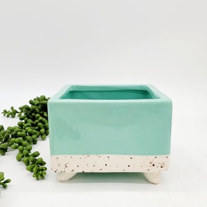 4 Ceramic Planter Pots for Indoor Outdoor Square Planter Box Indoor Planter Succulent Planter ...