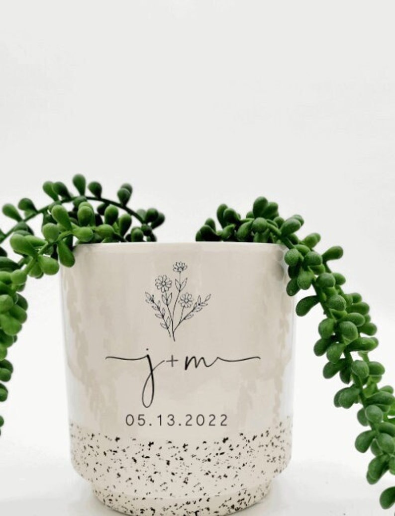 Personalized Wedding Gift • Custom Engagement Gift for Bridal Shower • Gift for Bride • Couples Gift • Personalized Planter Pot • New Home