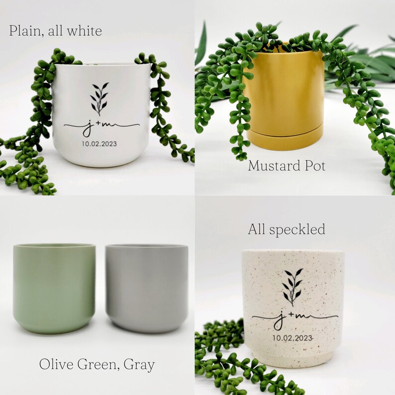 Personalized Wedding Gift for Couple • Ceramic Planter Housewarming Gift • Custom Bridal Shower Gift for Bride • Engagement Gift for Her
