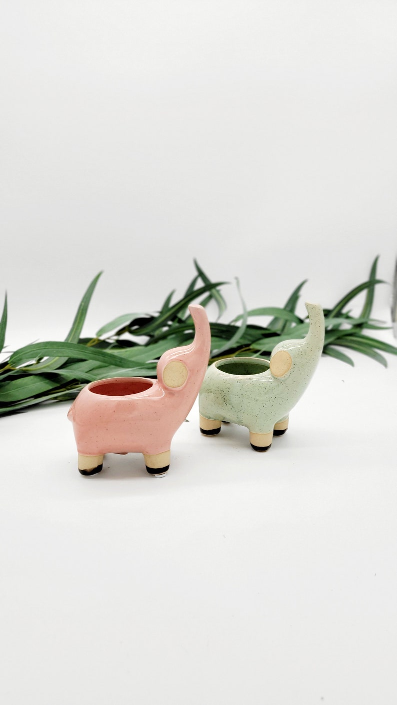 Elephant Succulent Planter Cute Animal Planters Indoor Planter Small Planter Houseplant Pot Gift for Wife Gardening Gifts image 5