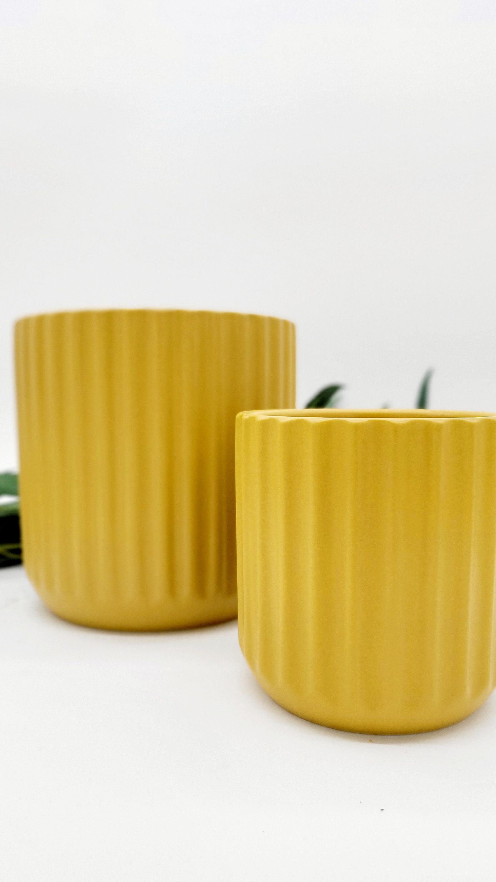 Mustard Yellow Planter Pots Fall Decor Bohemian Modern Plant Etsy
