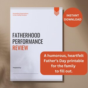 Presente engraçado para o pai, avaliação de desempenho do dia dos pais, presente de humor acessível para o pai, modelo para impressão de presente de aniversário para o dia dos pais