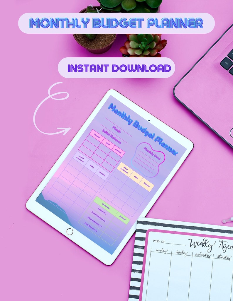 Monthly Budget Printable Planner Instant Download Purple Etsy Australia