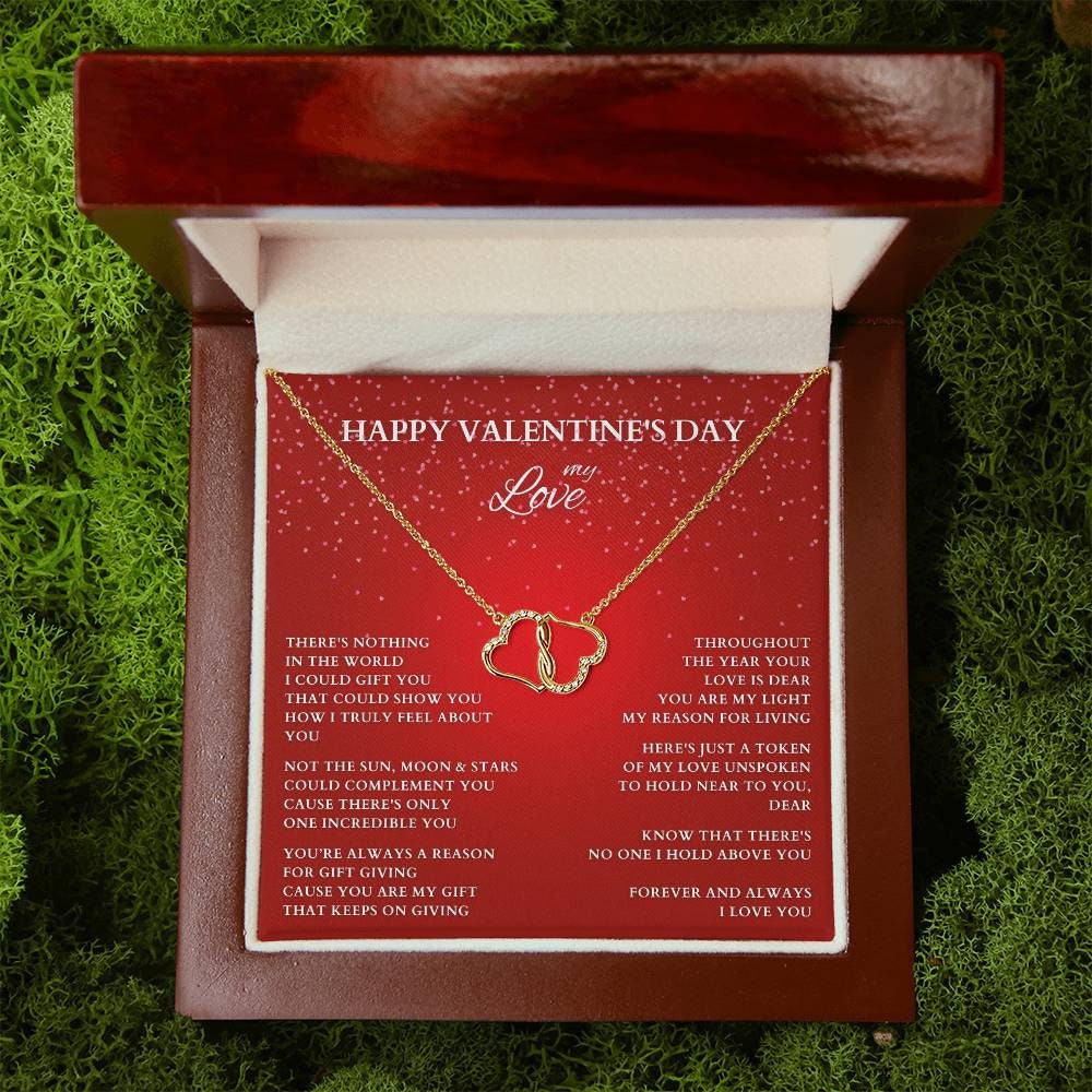Valentine Gift for Girls/Wife/Girlfriend Gold Chain Necklace & Red Roses in  Heart Box