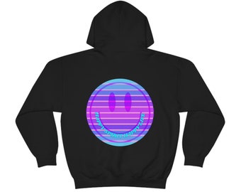 Lächeln Ästhetischer Hoodie, Sonnenuntergang Hoodie, Sweatshirt, Gildan 18500 Hoodie, Übergroßer Hoodie, Rückendruck Trendy Sweatshirt, Strand Cover Up