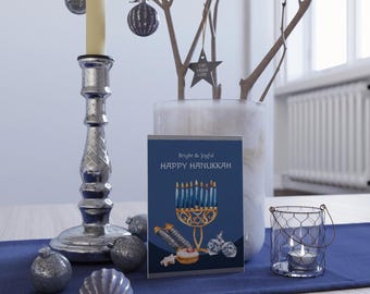 3 verschiedene Designs, elegante Wasser Farbe Chanukka Karte, bedruckbar, Sofort Download, digitale Datei, PDF, Weihnachtsgruß