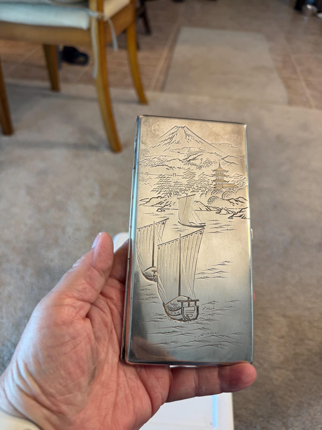 Silver950刻印 Cigarette Case 金槌目 日本製 110g Cigarette Case Japanese 950 Sterling 6.9 Oz - Etsy