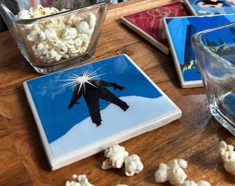 Posavasos de la película La Cosa / Arte minimalista de terror, azulejo de cerámica