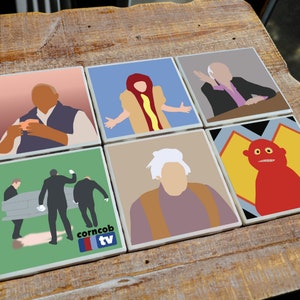 I Think You Should Leave TV Coasters 4 or 6 Pack | 16 Designs on a Ceramic Tile with High Gloss & Cork Backer | Mix and Match a Custom Order
