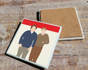 Posavasos de la película Superbad con diseño minimalista original / Azulejo de cerámica con acabado brillante y base de corcho / Perfecto para el hogar o la oficina
