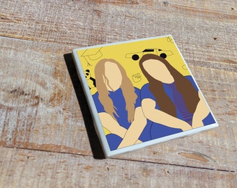 Booksmart Movie Coaster w/ Minimalist Artwork | Ceramic Tile with High Gloss Finish and Cork Backer | Perfect for Home or Office