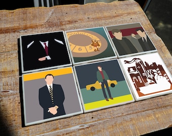 Posavasos de la película Martin Scorsese (paquete de 4 o 6) con ilustraciones minimalistas / Decoración cinematográfica única para cinéfilos