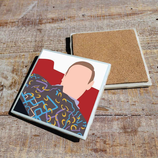 I Think You Should Leave Coaster - Dan Flashes | Original Minimalist Artwork on a Ceramic Tile with a High Gloss Finish and a Cork Backer