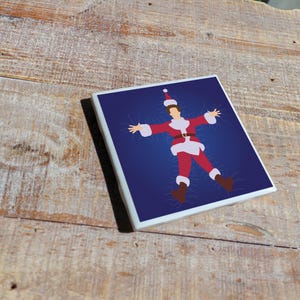 Christmas Vacation Movie Coaster w/ Original Minimalist Artwork | Ceramic Tile w/ High Gloss Finish & Cork Backer | Perfect for Home/Office
