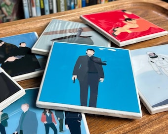 Posavasos de cerámica de John Wick / Arte minimalista de la película, hecho a mano
