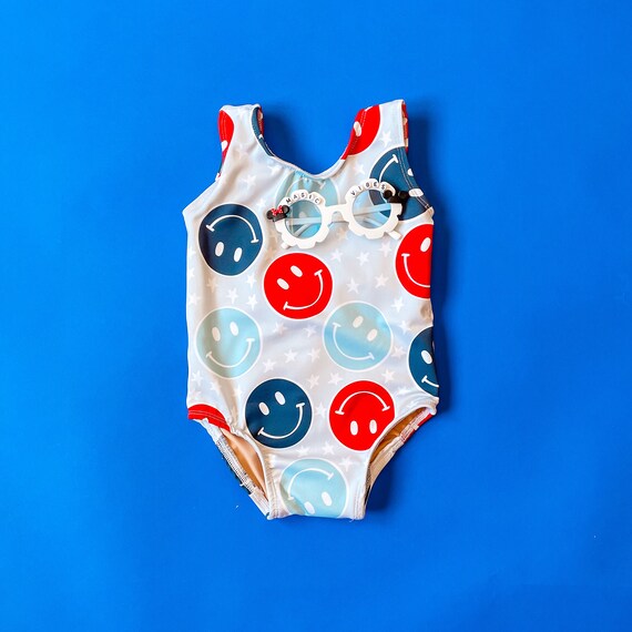 Patriotic Smile Swim Girls Swimsuit Girls Fourth of July Swim